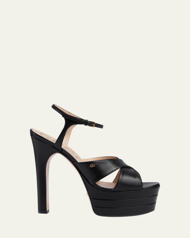 Calfskin Crisscross Stiletto Platform Sandals